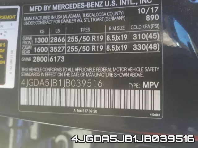4JGDA5JB1JB039516 фото 2