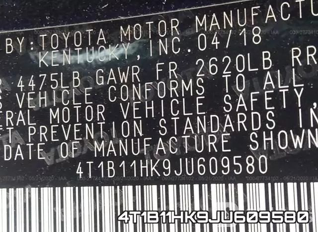 4T1B11HK9JU609580 фото 10