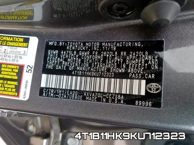 4T1B11HK9KU712323 фото 2