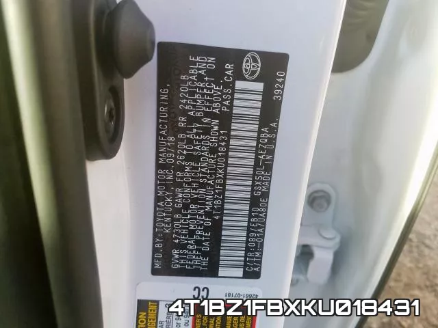 4T1BZ1FBXKU018431 фото 2