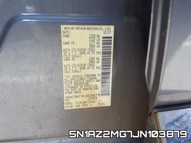 5N1AZ2MG7JN103879 фото 2