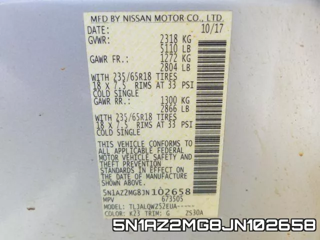 5N1AZ2MG8JN102658 фото 2