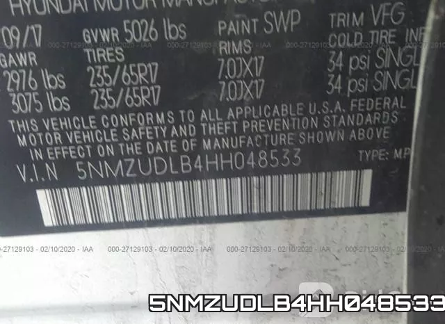 5NMZUDLB4HH048533 фото 10