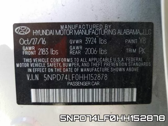 5NPD74LF0HH152878 фото 2
