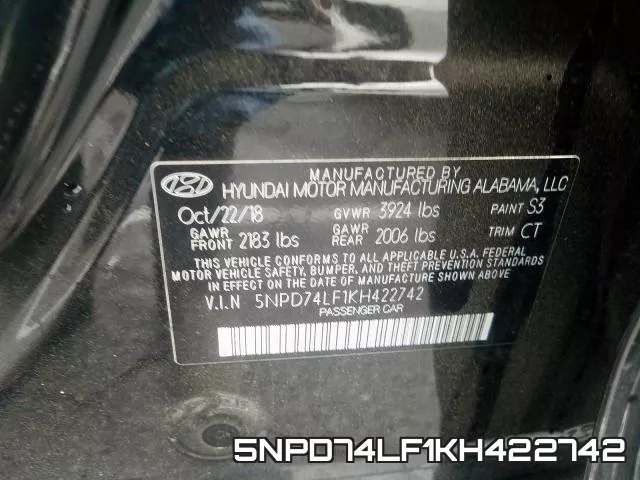 5NPD74LF1KH422742 фото 2