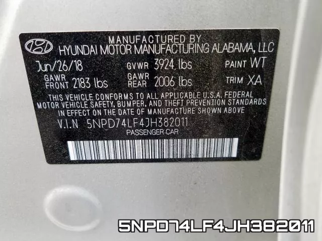 5NPD74LF4JH382011 фото 2