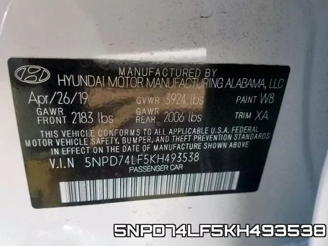 5NPD74LF5KH493538 фото 2