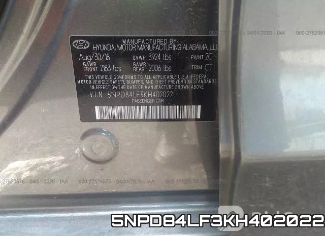 5NPD84LF3KH402022 фото 10