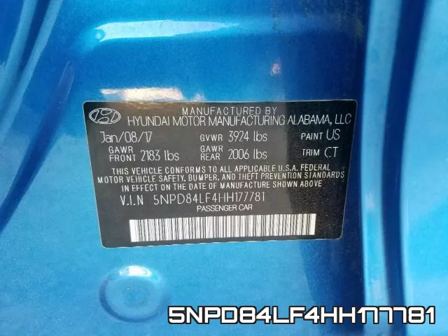 5NPD84LF4HH177781 фото 2