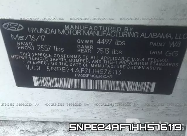 5NPE24AF7HH576113 фото 10