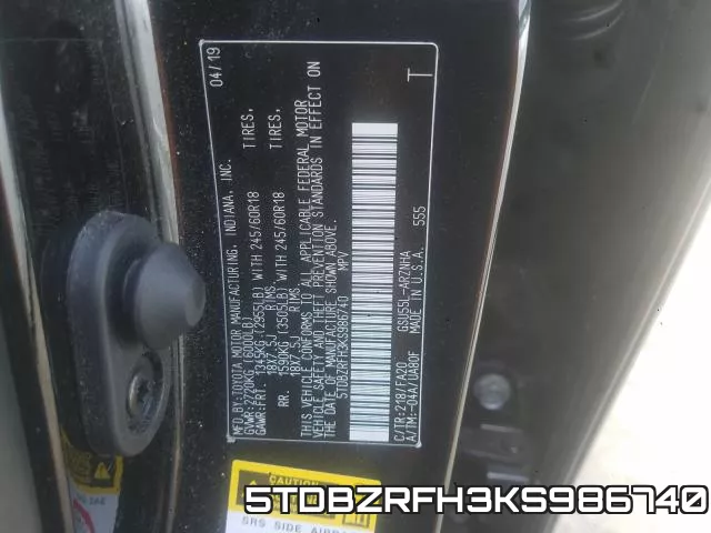 5TDBZRFH3KS986740 фото 2
