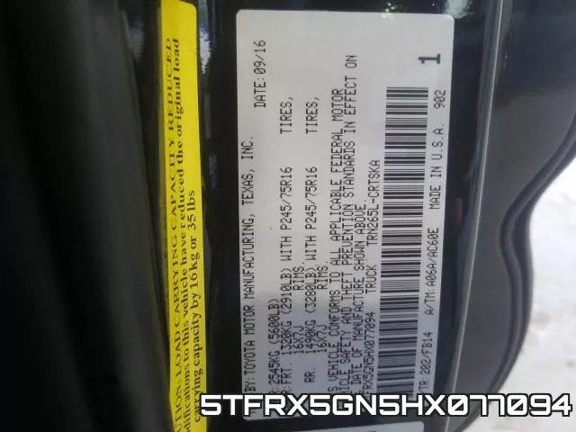5TFRX5GN5HX077094 фото 2