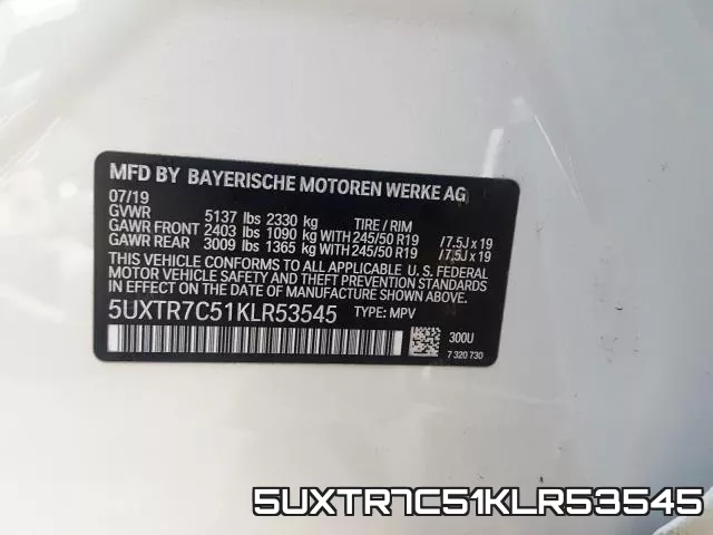 5UXTR7C51KLR53545 фото 2