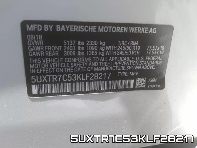5UXTR7C53KLF28217 фото 2