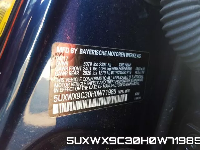 5UXWX9C30H0W71985 фото 2