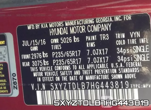 5XYZTDLB7HG443819 фото 10