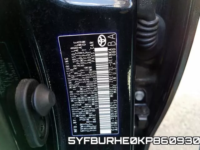 5YFBURHE0KP860930 фото 2