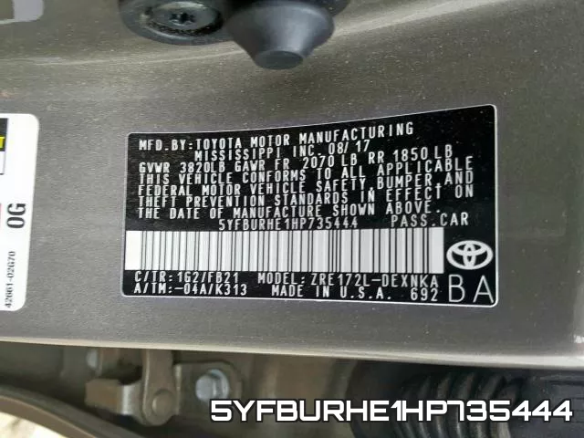 5YFBURHE1HP735444 фото 2