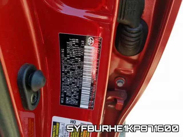 5YFBURHE1KP871600 фото 2