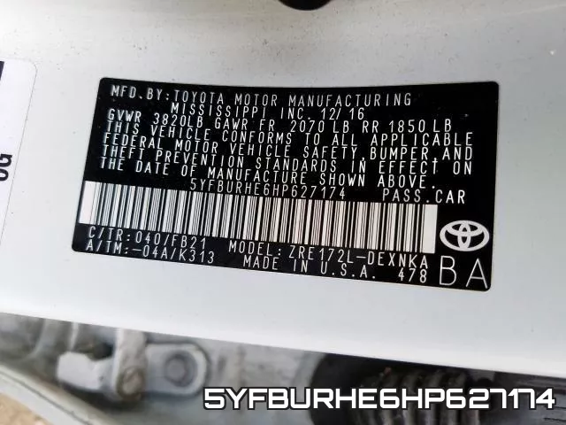 5YFBURHE6HP627174 фото 2