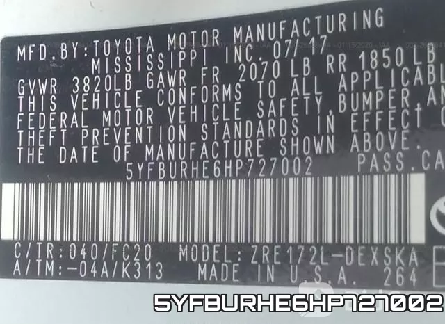 5YFBURHE6HP727002 фото 10