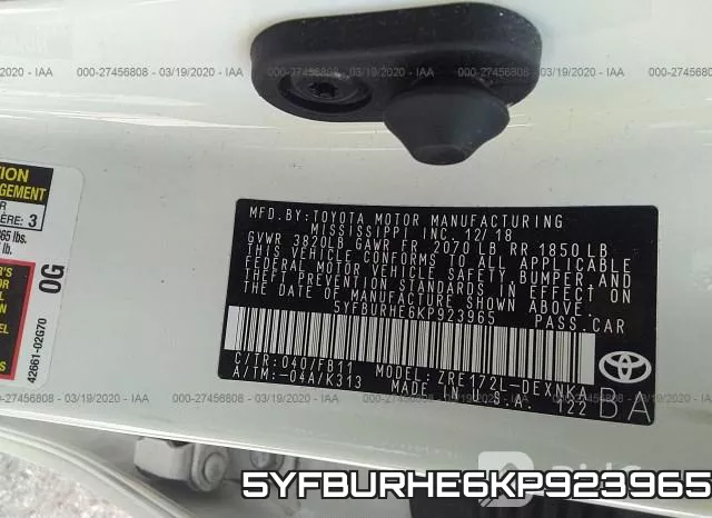 5YFBURHE6KP923965 фото 10
