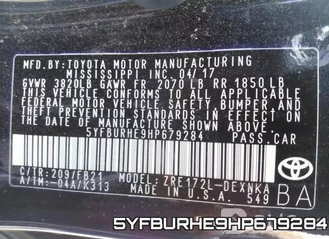 5YFBURHE9HP679284 фото 10