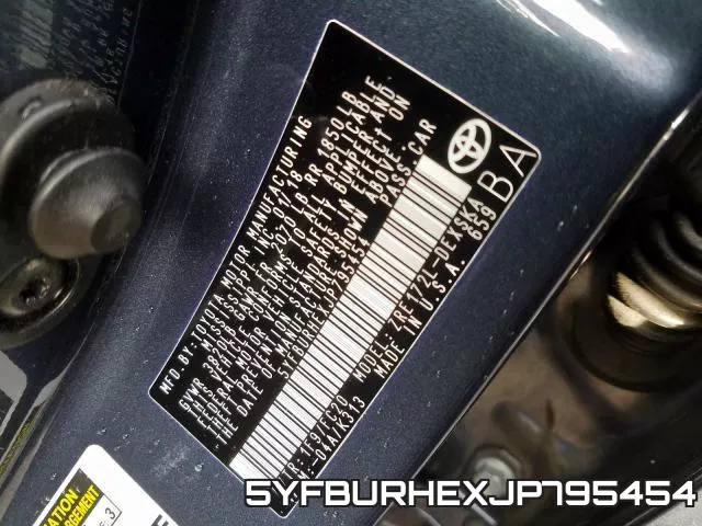 5YFBURHEXJP795454 фото 2