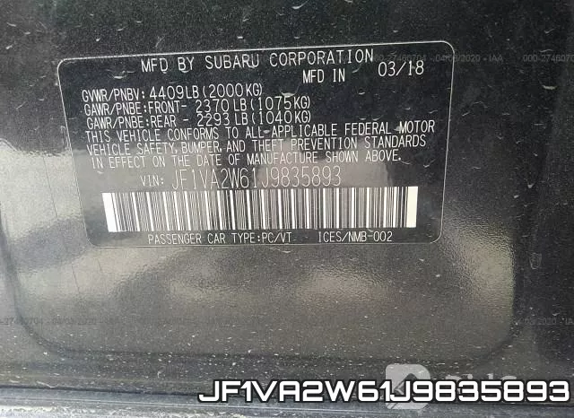JF1VA2W61J9835893 фото 10