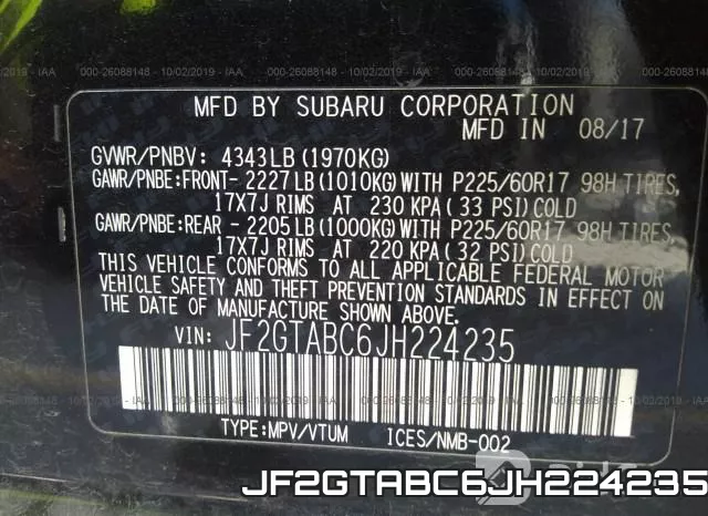 JF2GTABC6JH224235 фото 10