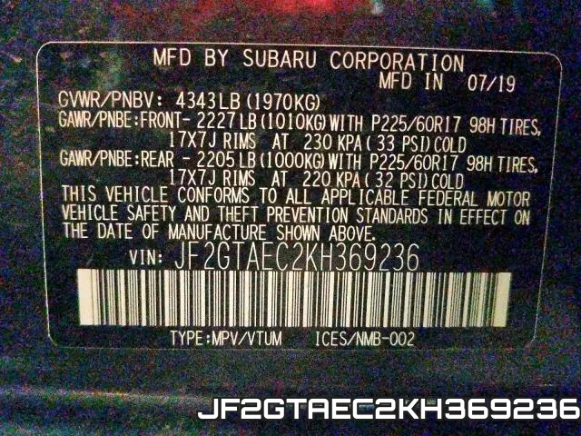 JF2GTAEC2KH369236 фото 2