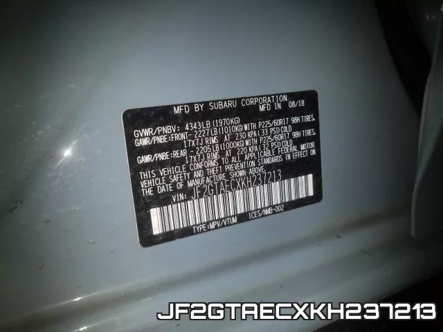 JF2GTAECXKH237213 фото 2