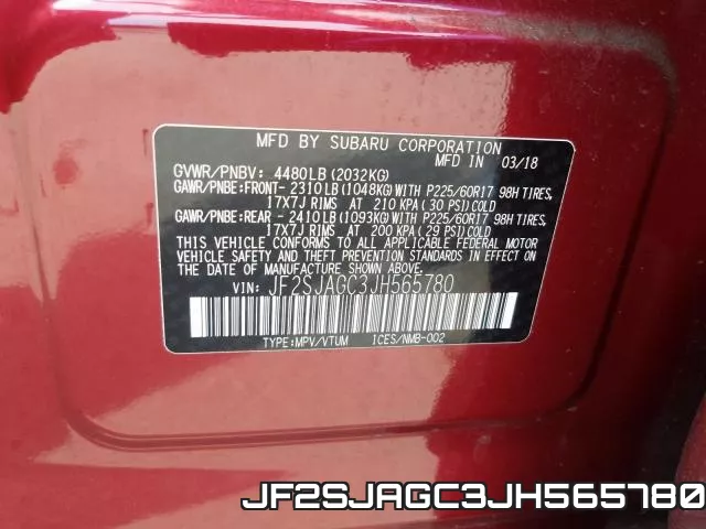 JF2SJAGC3JH565780 фото 2