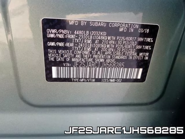 JF2SJARC1JH568285 фото 2