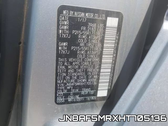 JN8AF5MRXHT705136 фото 2