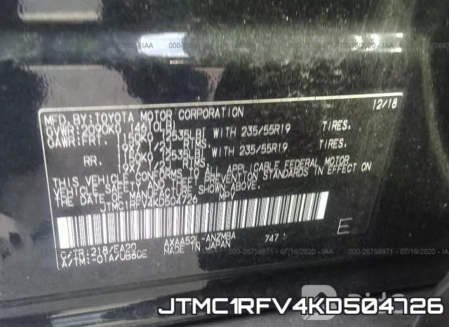 JTMC1RFV4KD504726 фото 10