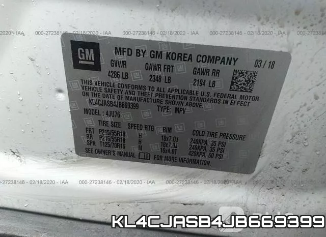 KL4CJASB4JB669399 фото 10
