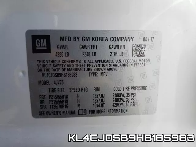 KL4CJDSB9HB185983 фото 2