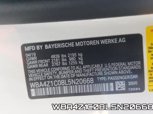 WBA4Z1C08L5N20668 фото 2