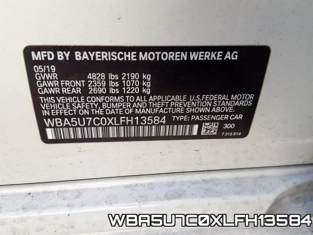 WBA5U7C0XLFH13584 фото 2
