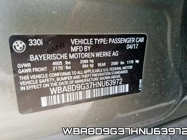WBA8D9G37HNU63972 фото 2