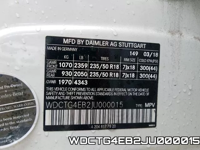 WDCTG4EB2JU000015 фото 2