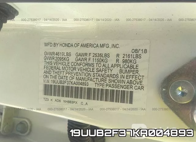 19UUB2F37KA004893 фото 10