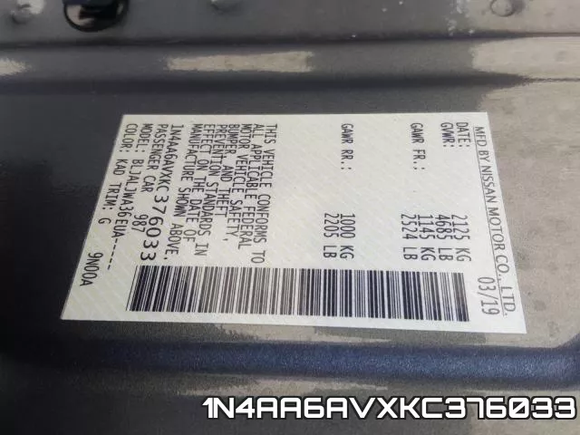 1N4AA6AVXKC376033 фото 2