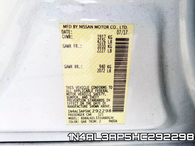 1N4AL3AP5HC292298 фото 2