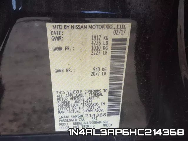 1N4AL3AP6HC214368 фото 2