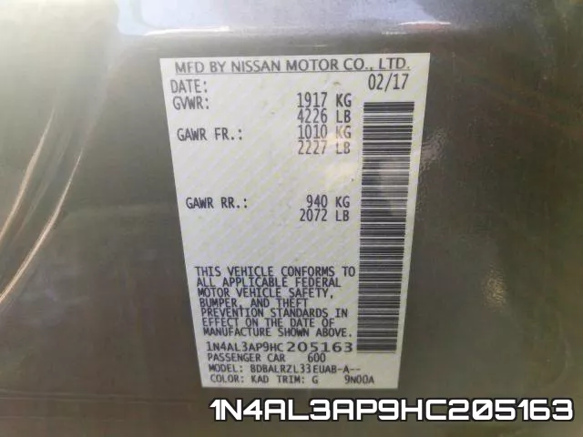 1N4AL3AP9HC205163 фото 2