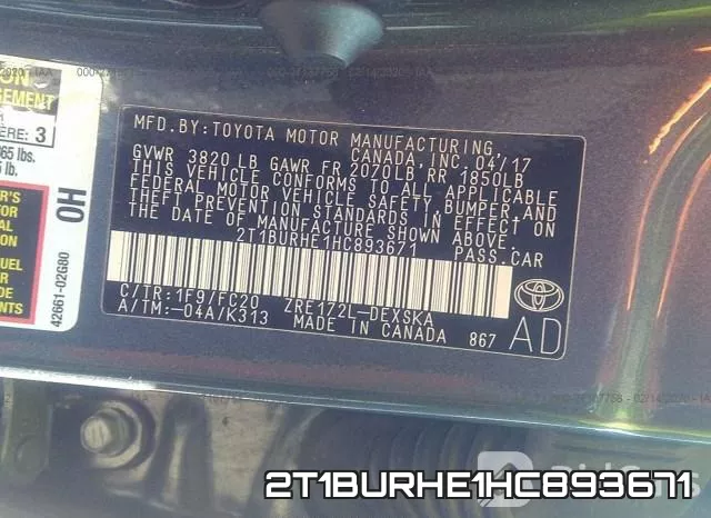 2T1BURHE1HC893671 фото 10