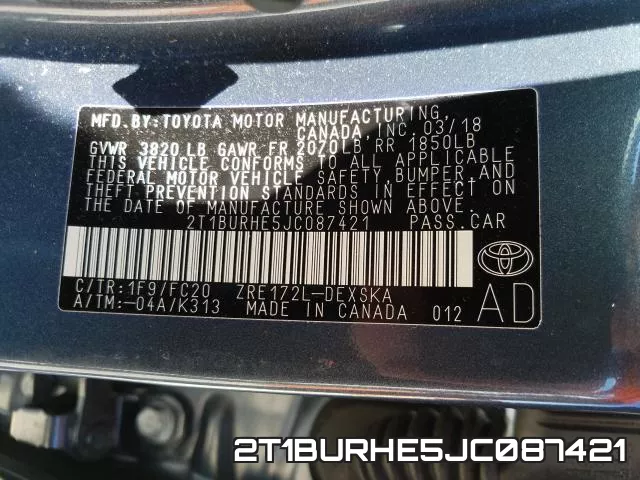 2T1BURHE5JC087421 фото 2
