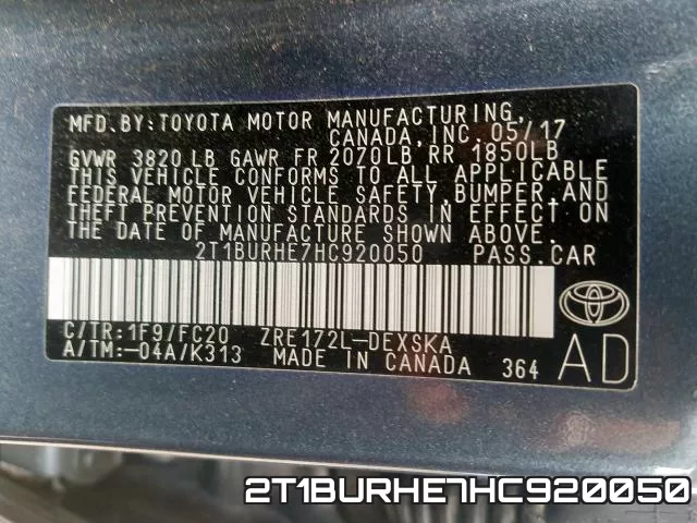 2T1BURHE7HC920050 фото 2